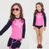 [Gienmall] Niños, niñas, niños, cuatro piezas, rash guard top + bragas + pantalones + juegos de sombreros para el sol-traje de baño de manga larga traje de baño de traje de baño-Hecho en Corea
