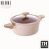 [NEOFLAM] Herne IH Double-Handle Pot 20cm Pink Beige, Lapisan Keramik Ramah Lingkungan, Bebas PFOA dan PFOS, Dapat Digunakan Pada Induksi, Kompor Gas, Sorotan - Buatan Korea