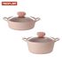 [NEOFLAM] Juego de ollas de 22 cm de utensilios de cocina Sherbet (olla de stock / olla de stock bajo de estofado) - Inducción completa, GAS, ELÉCTRICO, HALÓGENO, cerámica - Hecho en Corea