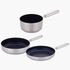 NEOFLAM Edge Paslanmaz Çelik Mavi IH Mutfak Takımı 3 Parçalı Set (18cm Süt Tavası, 28cm Kızartma Tavası, 28cm Wok Tava)