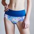 ABYSS WHP602 Tummy Cover บิกินี่ Bottom – Marine Blue / Pink Bird | เอวสูง, Power Net Shaper, UPF50+, ผลิตในเกาหลี