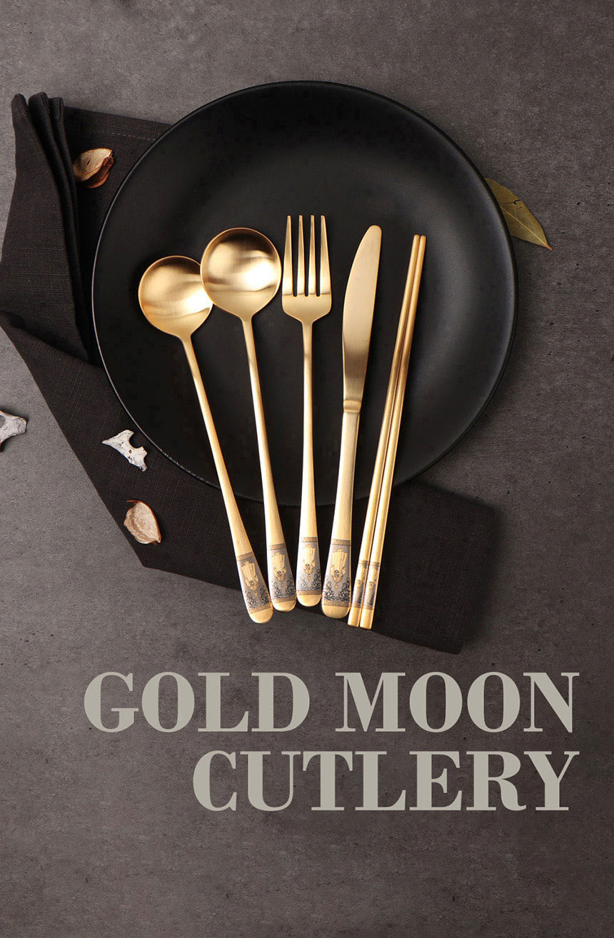 Oseobang Class] Goldun Luxury 24K Gold Spoon Gift Set for 4 People (Spoon  4P + 4 pairs of chopsticks)