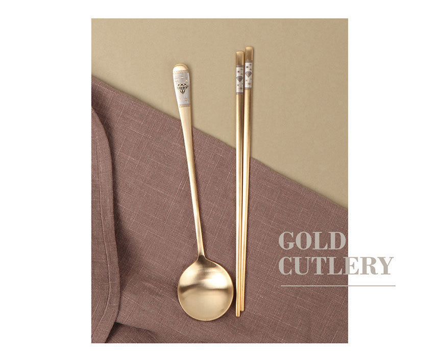 Oseobang Class] Goldun Luxury 24K Gold Spoon Gift Set for 4 People (Spoon  4P + 4 pairs of chopsticks)