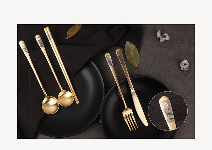 Oseobang Class] Goldun Luxury 24K Gold Spoon Gift Set for 4 People (Spoon  4P + 4 pairs of chopsticks)