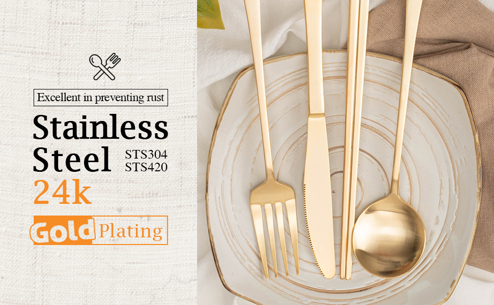 Oseobang Class] Goldun Luxury 24K Gold Spoon & Fork 1 Person Gift Set  (Spoon 1P + Chopsticks 1 Pair + Fork 1P)