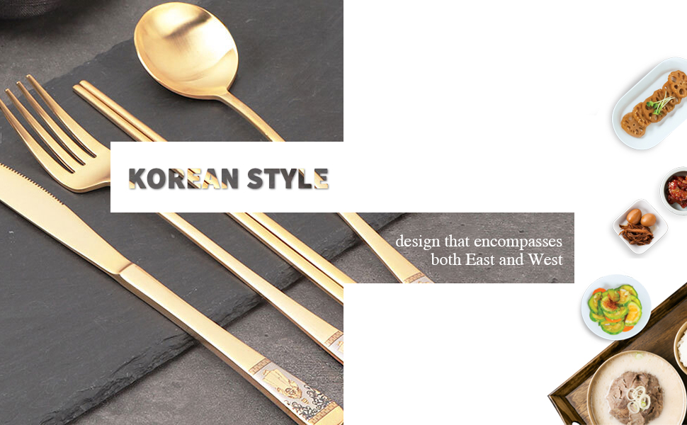 Oseobang Class] Goldun Luxury 24K Gold Spoon Gift Set for 4 People (Spoon  4P + 4 pairs of chopsticks)