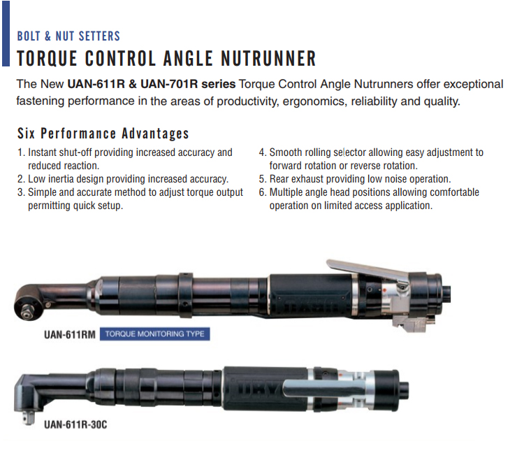 URYU AIR TORQUE CONTROL ANGLE NUTRUNNER UAN701R30C