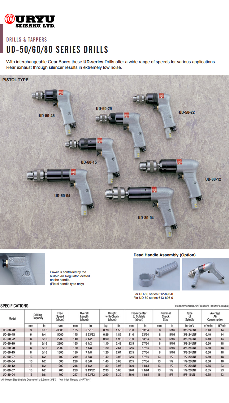 URYU AIR DRILLS AND TAPPERS (PISTOLTYPE) UD8012